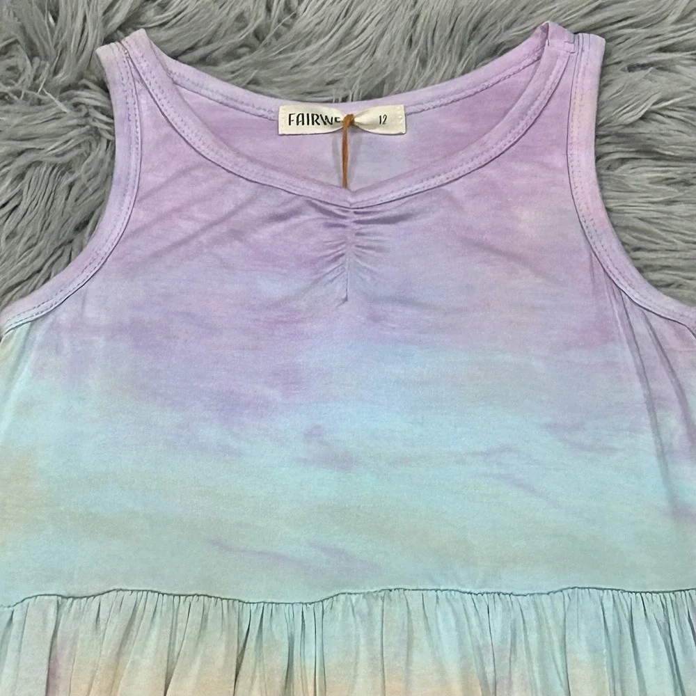 Fairwell Girls Purple Multicolor Tie Dye‎ Dancer Dress Size 12Y ($64)